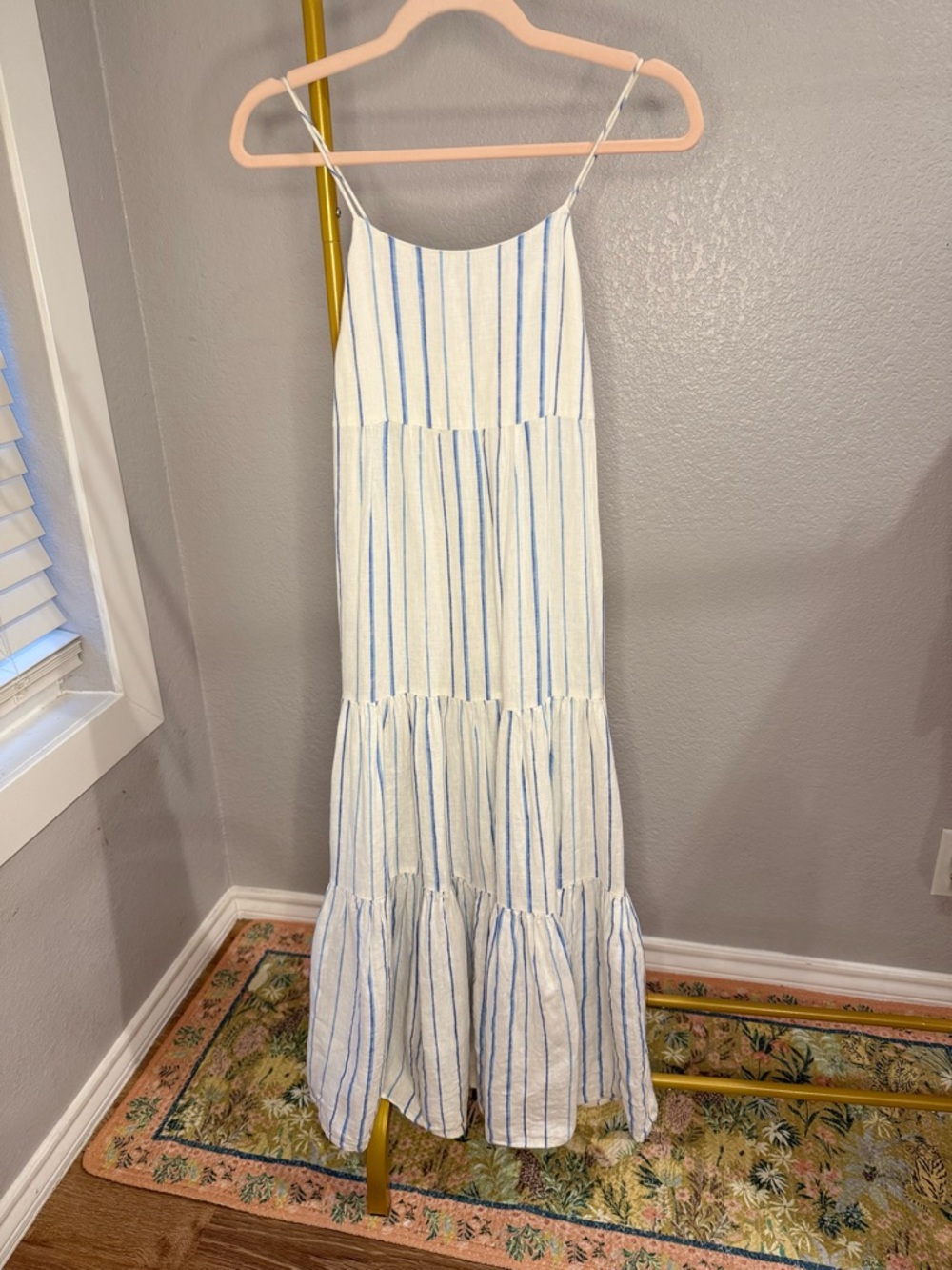 Madewell Cami Tiered Midi Dress Stripe Size 00 - Picture 2 of 6